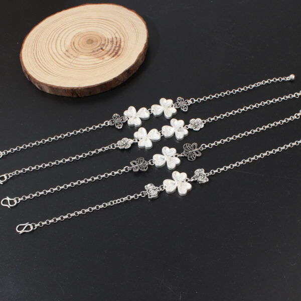 Artificial Miao Silver Ethnic Style Eardrop Frame Diy Bracelet Clover - Image 3