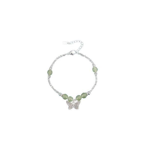 Hetian Jade Small Pieces Of Silver Butterfly Bracelet Necklace Female Niche - Image 3