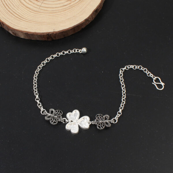 Artificial Miao Silver Ethnic Style Eardrop Frame Diy Bracelet Clover - Image 9