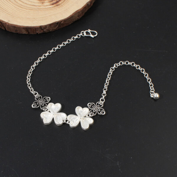Artificial Miao Silver Ethnic Style Eardrop Frame Diy Bracelet Clover - Image 5