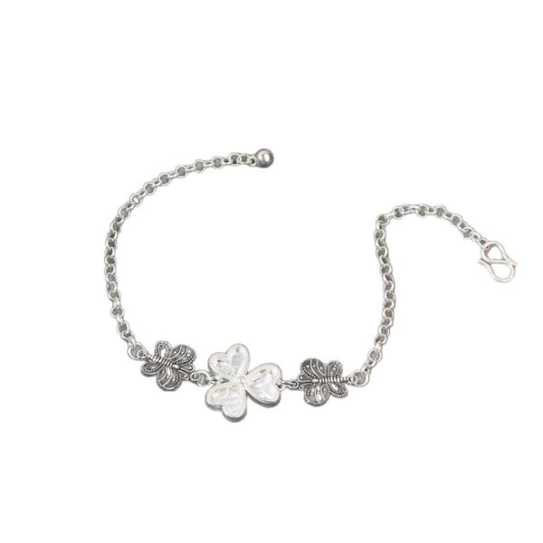 Artificial Miao Silver Ethnic Style Eardrop Frame Diy Bracelet Clover - Image 6
