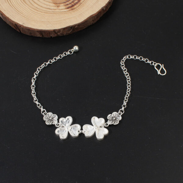 Artificial Miao Silver Ethnic Style Eardrop Frame Diy Bracelet Clover - Image 4